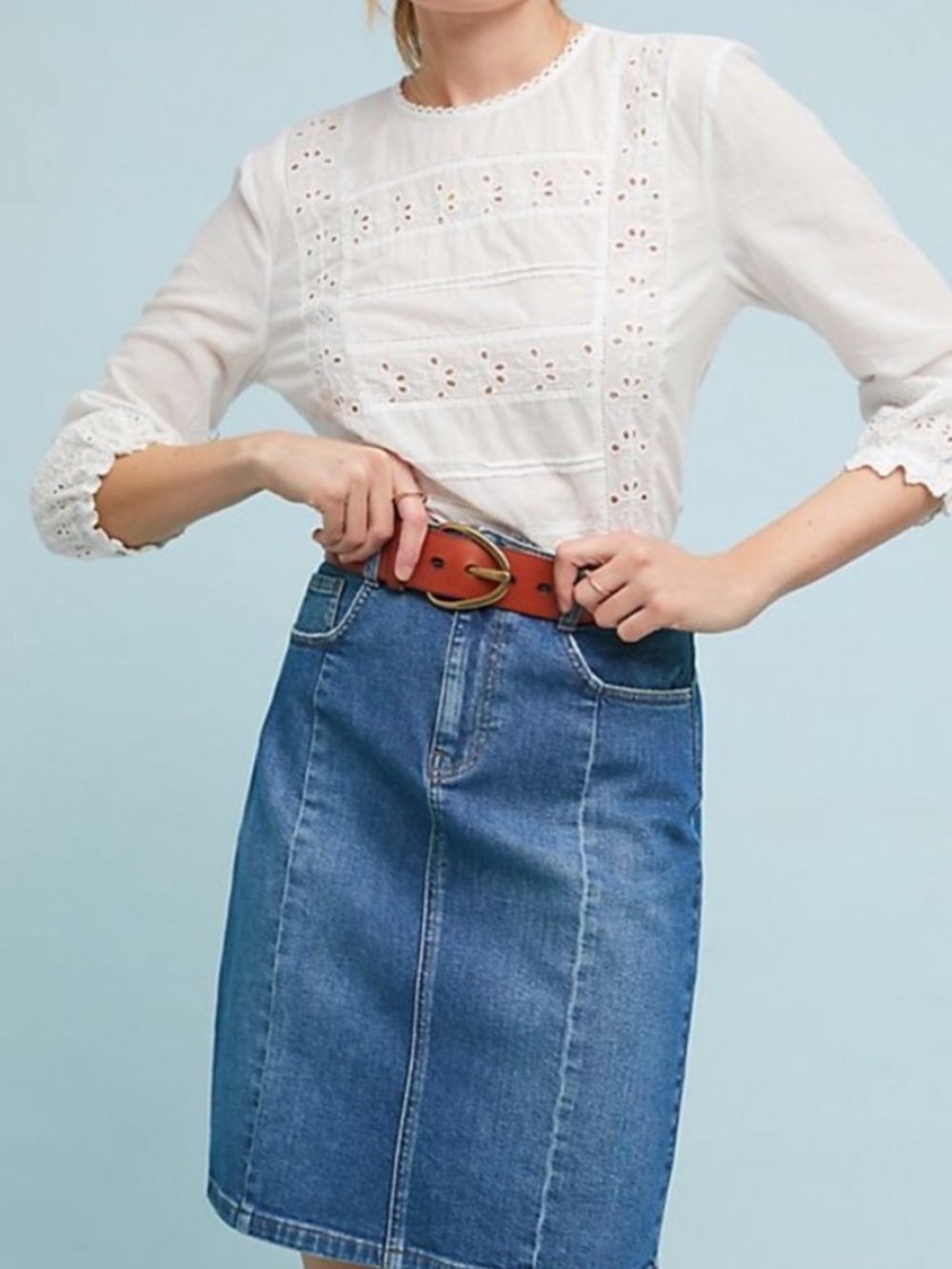 Pilcro by Anthropology and the Letterpress Denim Skirt